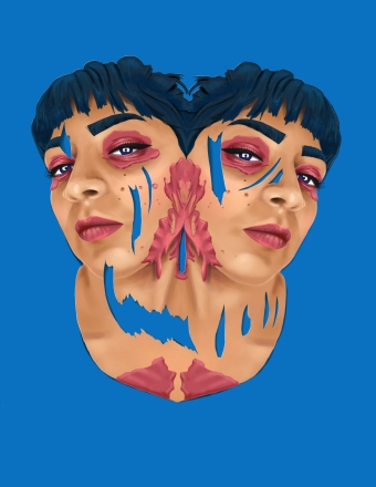 Self-portrait with eczema #4. 2018, digital.